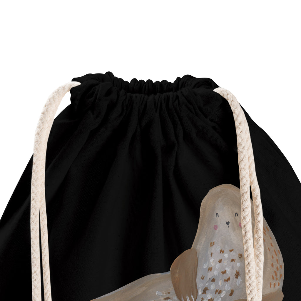 Sportbeutel Robbe lachend Turnbeutel, Beutel, Sporttasche, Tasche, Stoffbeutel, Tiermotive, Gute Laune, lustige Sprüche, Tiere, Robbe, Robben, Seehund, Strand, Meerestier, Ostsee, Nordsee