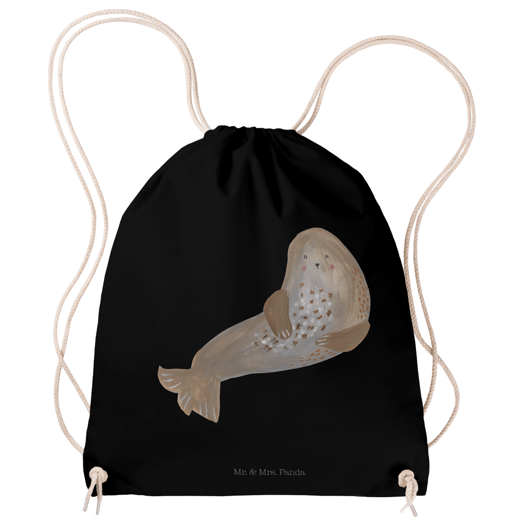 Sportbeutel Robbe lachend Turnbeutel, Beutel, Sporttasche, Tasche, Stoffbeutel, Tiermotive, Gute Laune, lustige Sprüche, Tiere, Robbe, Robben, Seehund, Strand, Meerestier, Ostsee, Nordsee