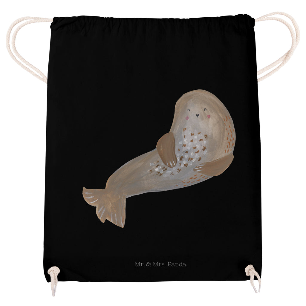 Sportbeutel Robbe lachend Turnbeutel, Beutel, Sporttasche, Tasche, Stoffbeutel, Tiermotive, Gute Laune, lustige Sprüche, Tiere, Robbe, Robben, Seehund, Strand, Meerestier, Ostsee, Nordsee