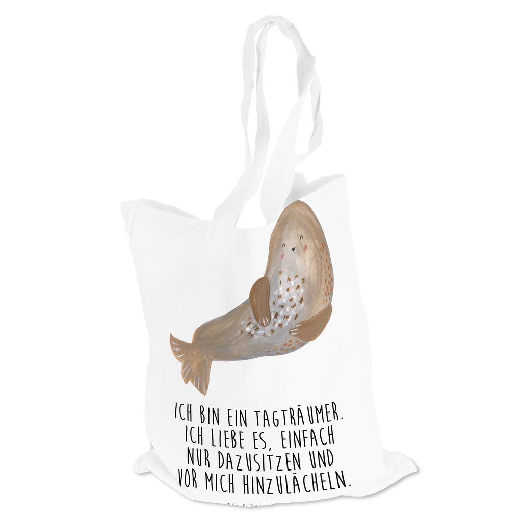 Tragetasche Robbe lachend Beuteltasche, Beutel, Einkaufstasche, Jutebeutel, Stoffbeutel, Tiermotive, Gute Laune, lustige Sprüche, Tiere, Robbe, Robben, Seehund, Strand, Meerestier, Ostsee, Nordsee