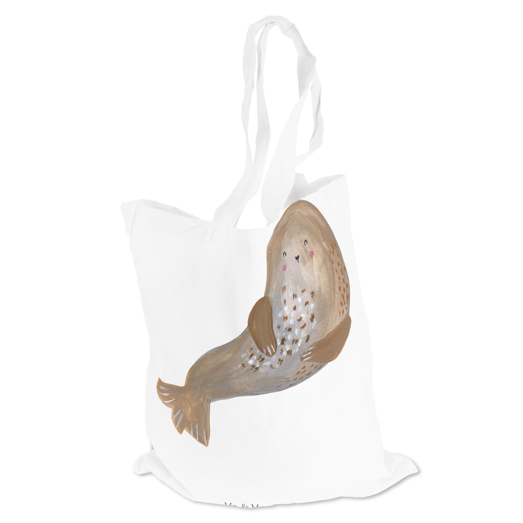 Tragetasche Robbe lachend Beuteltasche, Beutel, Einkaufstasche, Jutebeutel, Stoffbeutel, Tiermotive, Gute Laune, lustige Sprüche, Tiere, Robbe, Robben, Seehund, Strand, Meerestier, Ostsee, Nordsee