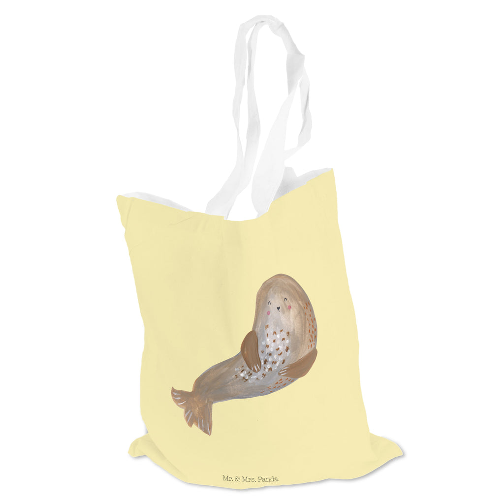 Tragetasche Robbe lachend Beuteltasche, Beutel, Einkaufstasche, Jutebeutel, Stoffbeutel, Tiermotive, Gute Laune, lustige Sprüche, Tiere, Robbe, Robben, Seehund, Strand, Meerestier, Ostsee, Nordsee