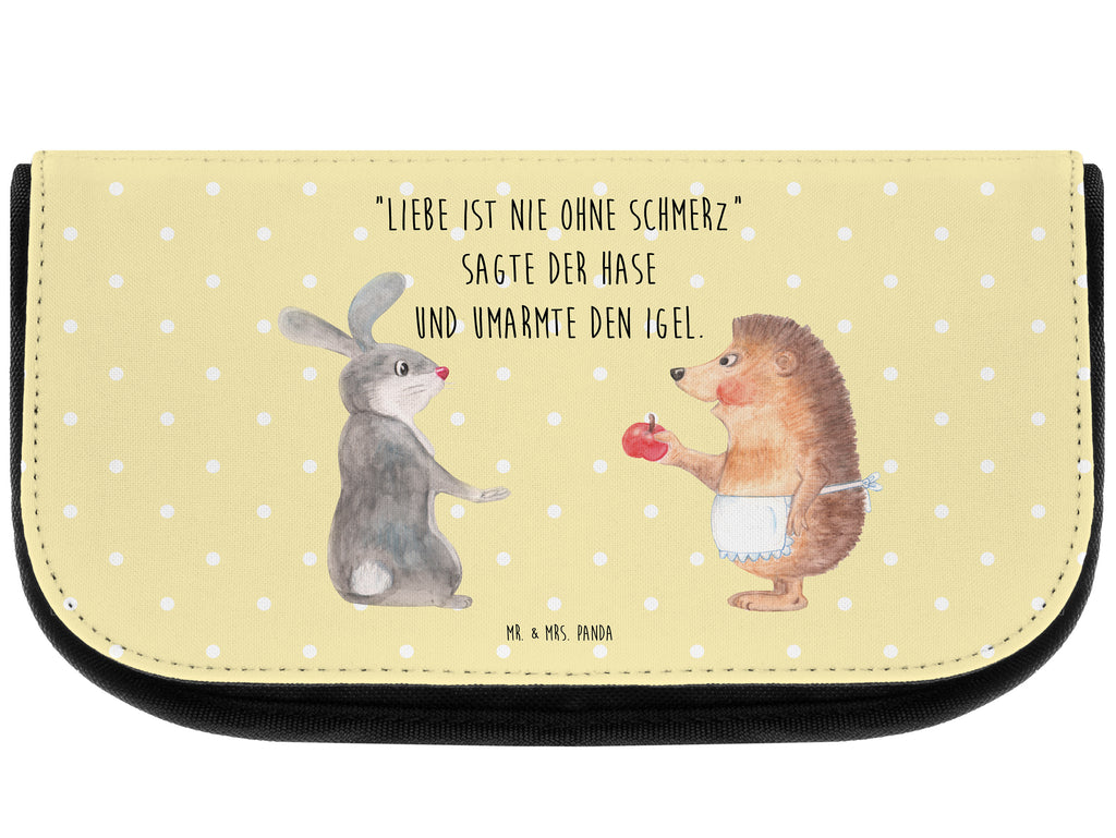 Kosmetiktasche Liebe ist nie ohne Schmerz Kosmetikbeutel, Kulturtasche, Kulturbeutel, Schminktasche, Make-Up Tasche, Tiermotive, Gute Laune, lustige Sprüche, Tiere, Igel und Hase, Igel, Hase, Liebe Spruch, Liebeskummer Geschenk, Herzschmerz, Trösten, Trennungsschmerz, Spruch romantisch