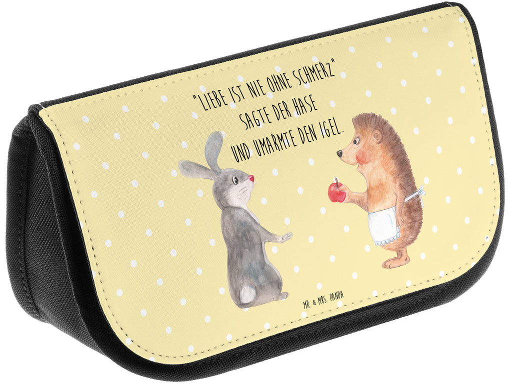 Kosmetiktasche Liebe ist nie ohne Schmerz Kosmetikbeutel, Kulturtasche, Kulturbeutel, Schminktasche, Make-Up Tasche, Tiermotive, Gute Laune, lustige Sprüche, Tiere, Igel und Hase, Igel, Hase, Liebe Spruch, Liebeskummer Geschenk, Herzschmerz, Trösten, Trennungsschmerz, Spruch romantisch
