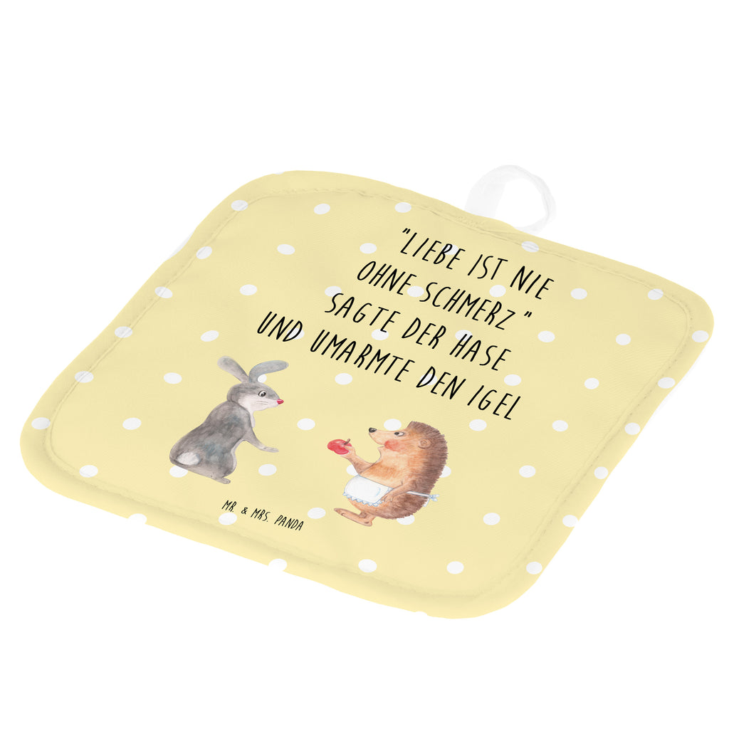 2er Set Topflappen  Liebe ist nie ohne Schmerz Topflappen, Topfuntersetzer, Ofenhandschuh, Topflappen Set, Topflappen lustig, Topflappen mit Spruch, Tiermotive, Gute Laune, lustige Sprüche, Tiere, Igel und Hase, Igel, Hase, Liebe Spruch, Liebeskummer Geschenk, Herzschmerz, Trösten, Trennungsschmerz, Spruch romantisch