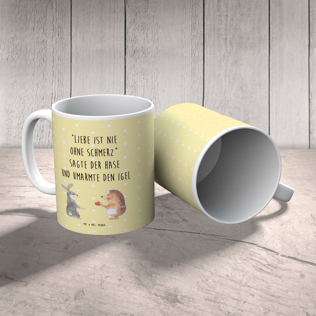 Kindertasse Liebe ist nie ohne Schmerz Kunststoff Tasse, Kindergarten, Tasse, Trinkbecher, Camping Becher, Kaffeetasse, Kunststoffbecher, Kindergartenbecher, Outdoorgeschirr, Kunststoffgeschirr, Reisebecher, Reisetasse, Kinderbecher, Tiermotive, Gute Laune, lustige Sprüche, Tiere, Igel und Hase, Igel, Hase, Liebe Spruch, Liebeskummer Geschenk, Herzschmerz, Trösten, Trennungsschmerz, Spruch romantisch