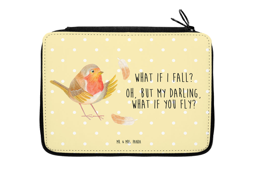 Federmappe Rotkehlchen mit Federn Federmappe, Stiftetasche, Stifte Etui, Schule, Einschulung, Geschenk, Kind, Schüler, Schülerin, Stifterolle, Federmäppchen, Motiv, Grundschule, Federmäppchen bedruckt, Büro Stifte Etui, Bestückte Federmappe, Kinder Federmappe, Federmappe Einschulung, Tiermotive, Gute Laune, lustige Sprüche, Tiere, What if i fall, Rotkehlchen, Spruch Motivation, Spruch Mut, Vogel, Motivation Sprüche, Motivationsbilder, fliegen