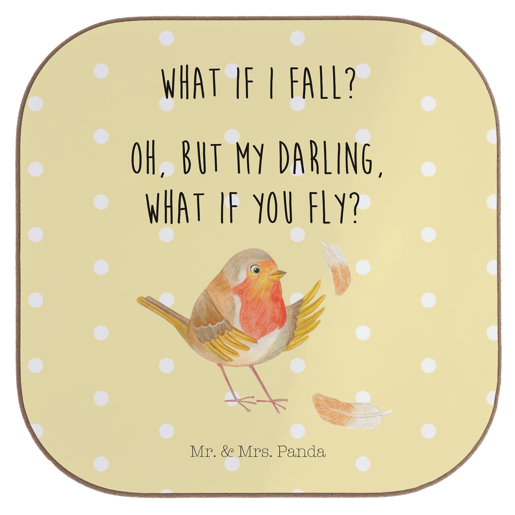 Quadratische Untersetzer Rotkehlchen mit Federn Bierdeckel, Glasuntersetzer, Untersetzer Gläser, Getränkeuntersetzer, Tiermotive, Gute Laune, lustige Sprüche, Tiere, What if i fall, Rotkehlchen, Spruch Motivation, Spruch Mut, Vogel, Motivation Sprüche, Motivationsbilder, fliegen