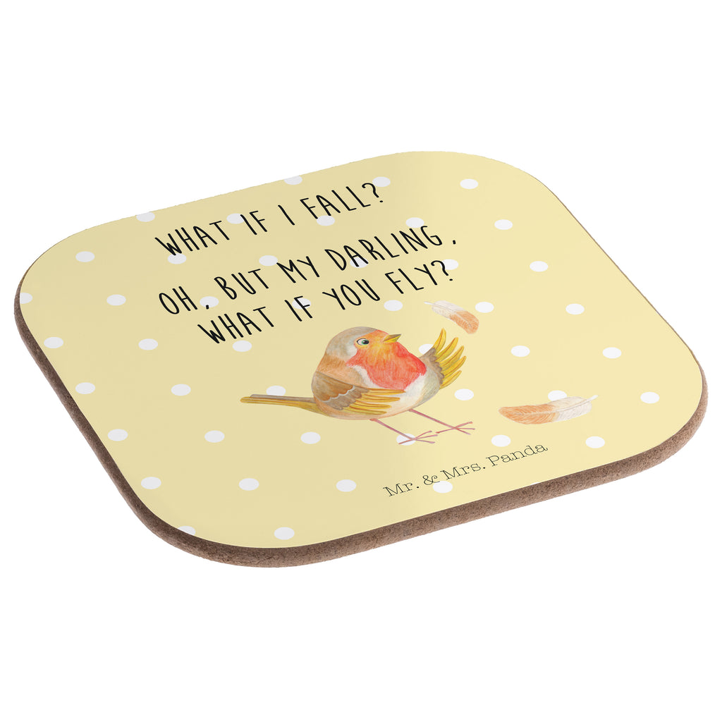 Quadratische Untersetzer Rotkehlchen mit Federn Bierdeckel, Glasuntersetzer, Untersetzer Gläser, Getränkeuntersetzer, Tiermotive, Gute Laune, lustige Sprüche, Tiere, What if i fall, Rotkehlchen, Spruch Motivation, Spruch Mut, Vogel, Motivation Sprüche, Motivationsbilder, fliegen