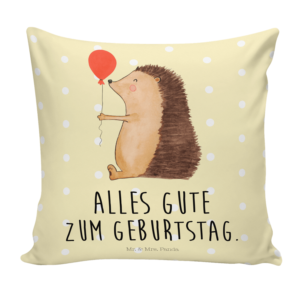 40x40 Kissen Igel mit Luftballon Kissenhülle, Kopfkissen, Sofakissen, Dekokissen, Motivkissen, Tiermotive, Gute Laune, lustige Sprüche, Tiere, Igel, Geburtstag, Herzlichen Glückwunsch, Glückwunsch, Geburtstagskind, Ballon, Happy Birthday