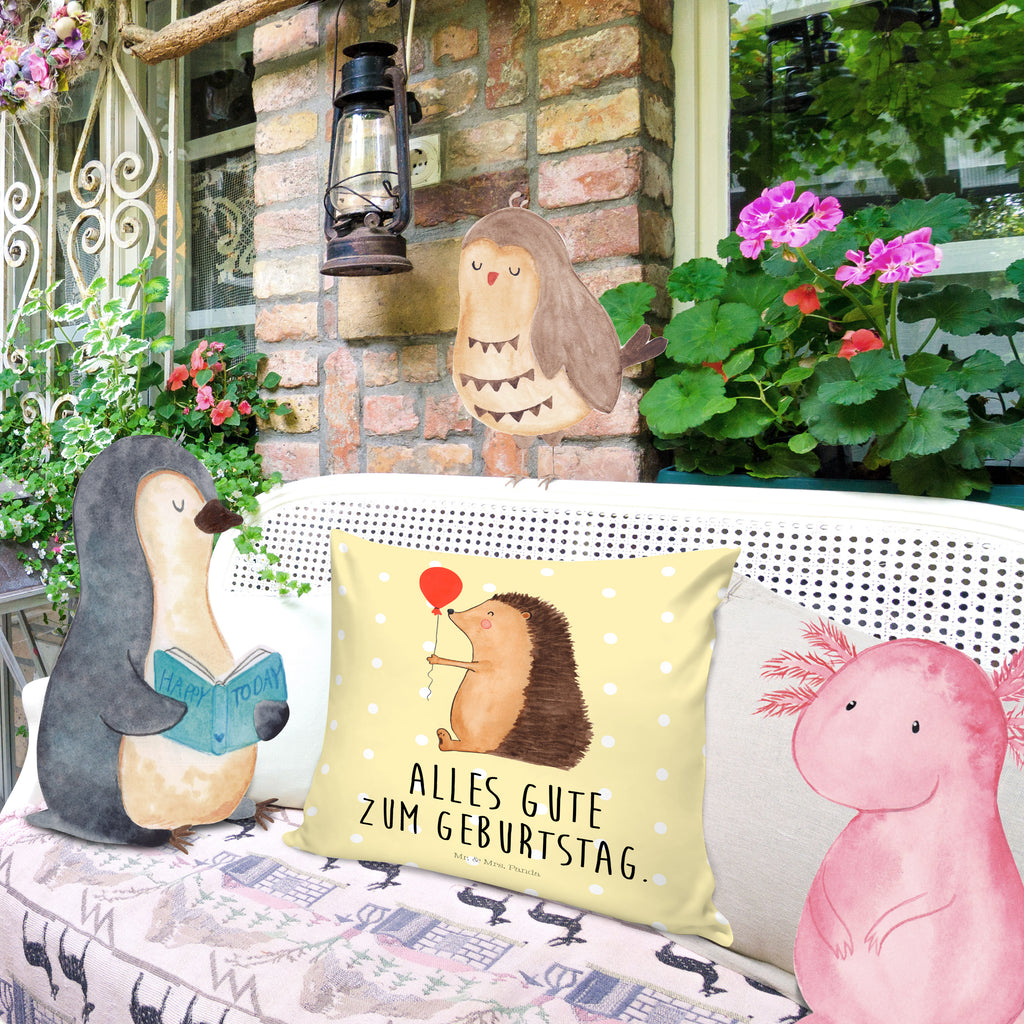 40x40 Kissen Igel mit Luftballon Kissenhülle, Kopfkissen, Sofakissen, Dekokissen, Motivkissen, Tiermotive, Gute Laune, lustige Sprüche, Tiere, Igel, Geburtstag, Herzlichen Glückwunsch, Glückwunsch, Geburtstagskind, Ballon, Happy Birthday