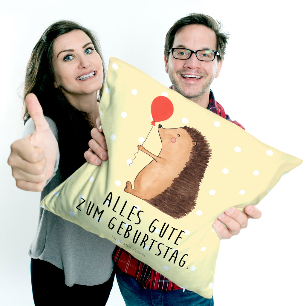 40x40 Kissen Igel mit Luftballon Kissenhülle, Kopfkissen, Sofakissen, Dekokissen, Motivkissen, Tiermotive, Gute Laune, lustige Sprüche, Tiere, Igel, Geburtstag, Herzlichen Glückwunsch, Glückwunsch, Geburtstagskind, Ballon, Happy Birthday