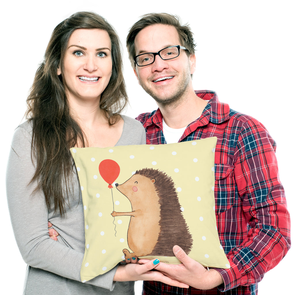 40x40 Kissen Igel mit Luftballon Kissenhülle, Kopfkissen, Sofakissen, Dekokissen, Motivkissen, Tiermotive, Gute Laune, lustige Sprüche, Tiere, Igel, Geburtstag, Herzlichen Glückwunsch, Glückwunsch, Geburtstagskind, Ballon, Happy Birthday