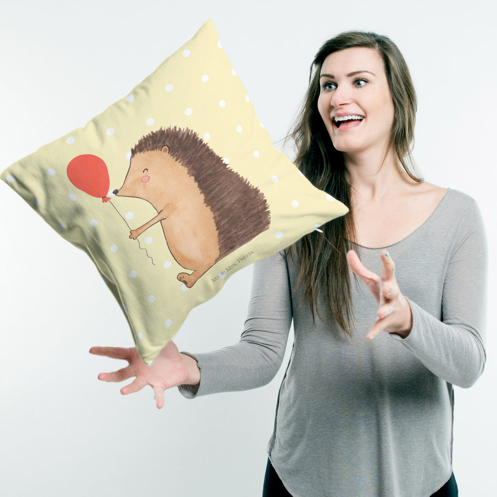 40x40 Kissen Igel mit Luftballon Kissenhülle, Kopfkissen, Sofakissen, Dekokissen, Motivkissen, Tiermotive, Gute Laune, lustige Sprüche, Tiere, Igel, Geburtstag, Herzlichen Glückwunsch, Glückwunsch, Geburtstagskind, Ballon, Happy Birthday