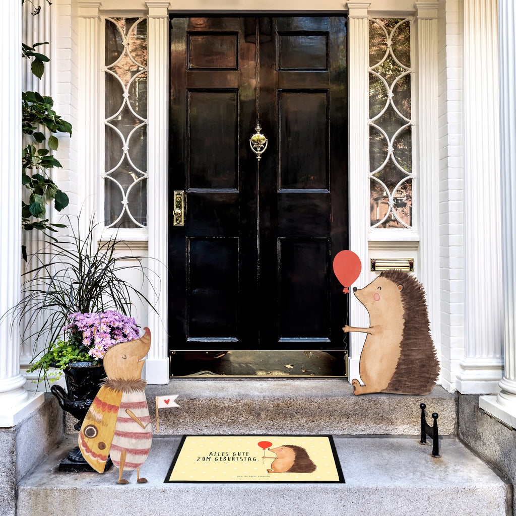 Fußmatte Igel mit Luftballon Igel, Geburtstag, Herzlichen Glückwunsch, Glückwunsch, Geburtstagskind, Ballon, Happy Birthday Türvorleger, Schmutzmatte, Fußabtreter, Matte, Schmutzfänger, Fußabstreifer, Schmutzfangmatte, Türmatte, Motivfußmatte,  Haustürmatte, Vorleger  süße Tiermotive, gute Laune, lustige Sprüche, Tiere