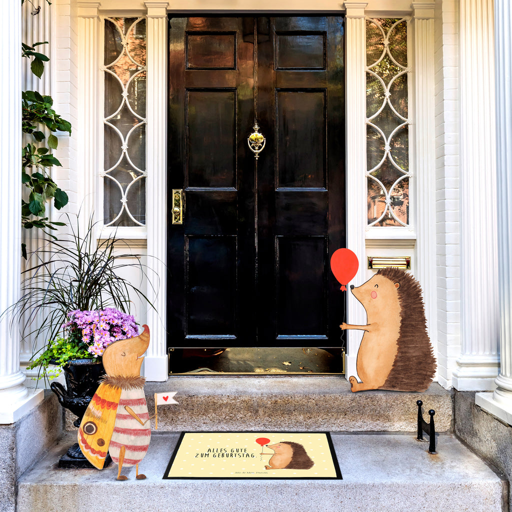 Fußmatte Igel mit Luftballon Igel, Geburtstag, Herzlichen Glückwunsch, Glückwunsch, Geburtstagskind, Ballon, Happy Birthday Türvorleger, Schmutzmatte, Fußabtreter, Matte, Schmutzfänger, Fußabstreifer, Schmutzfangmatte, Türmatte, Motivfußmatte,  Haustürmatte, Vorleger  süße Tiermotive, gute Laune, lustige Sprüche, Tiere