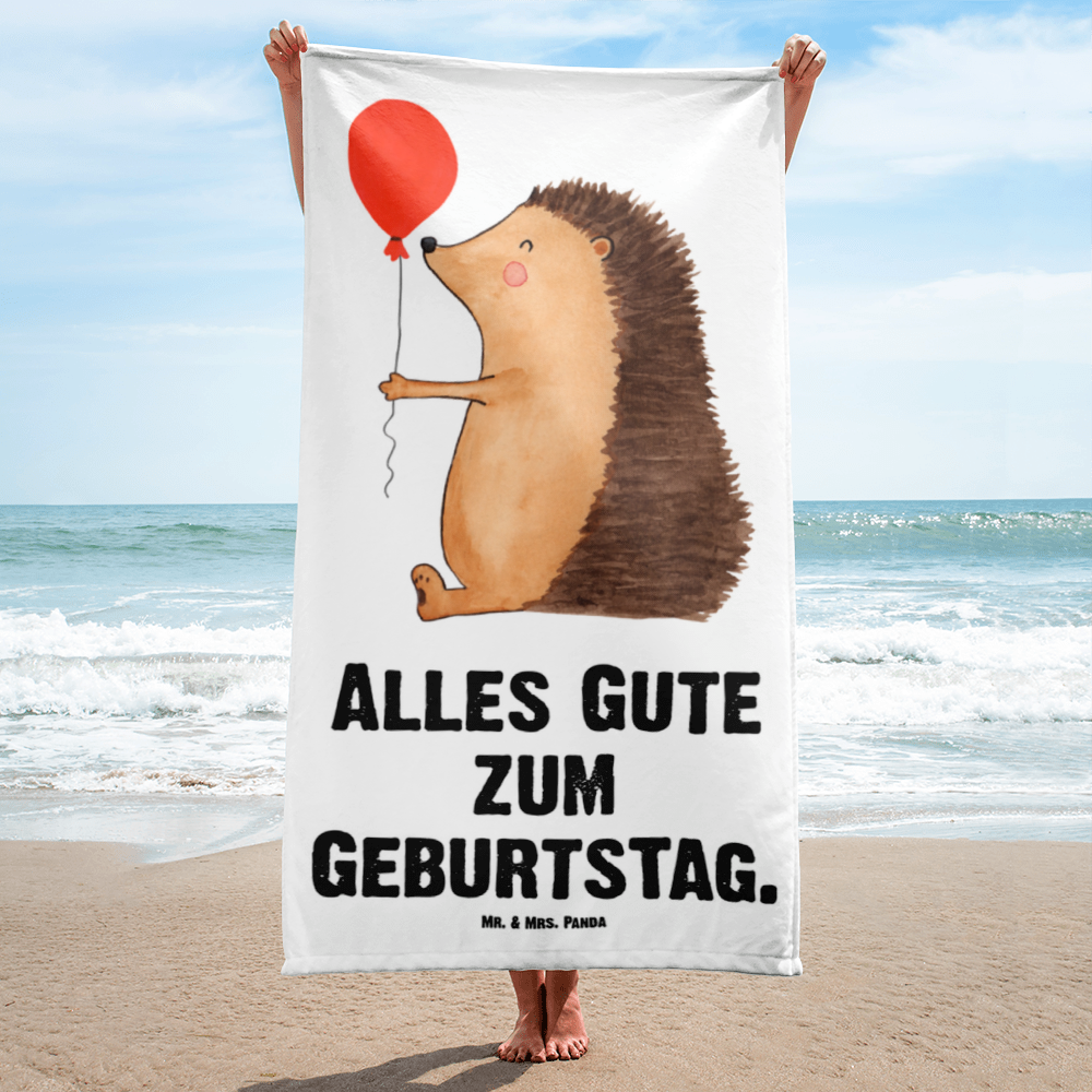 XL Badehandtuch Igel mit Luftballon Handtuch, Badetuch, Duschtuch, Strandtuch, Saunatuch, Tiermotive, Gute Laune, lustige Sprüche, Tiere, Igel, Geburtstag, Herzlichen Glückwunsch, Glückwunsch, Geburtstagskind, Ballon, Happy Birthday