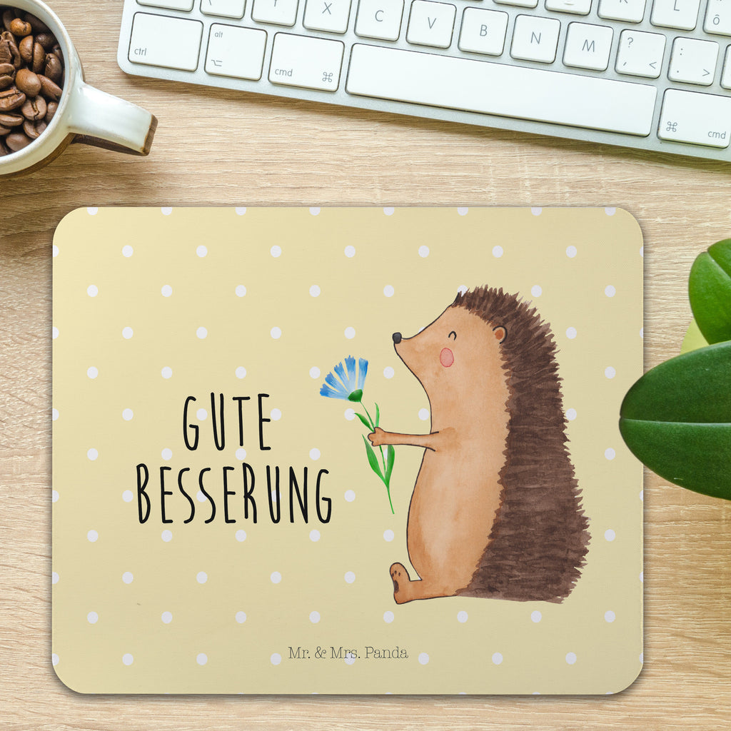 Mauspad Igel mit Blume Mousepad, Computer zubehör, Büroausstattung, PC Zubehör, Arbeitszimmer, Mauspad, Einzigartiges Mauspad, Designer Mauspad, Tiermotive, Gute Laune, lustige Sprüche, Tiere, Igel, Gute Besserung, Genesungswünsche, Krankheit, Krankenhaus, krank, Besuch