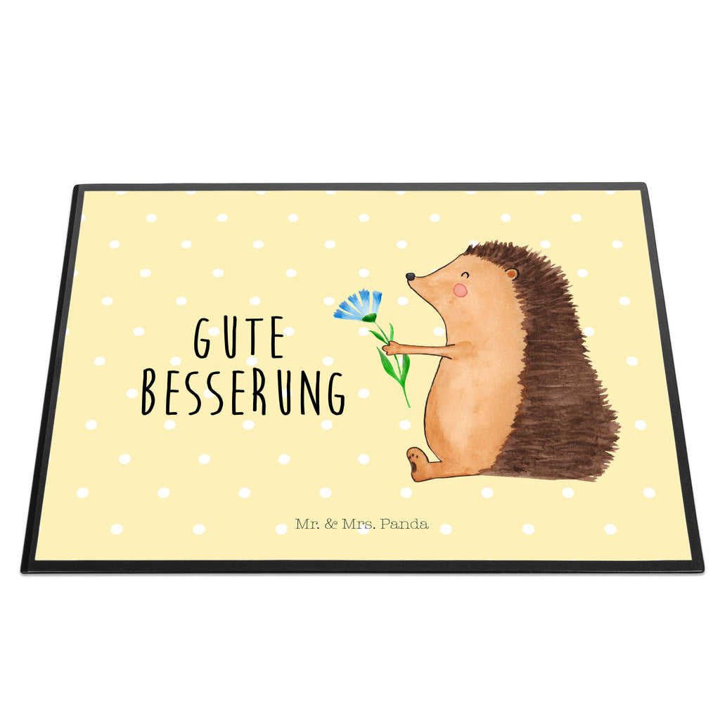 Schreibtischunterlage Igel mit Blume Schreibunterlage, Schreibtischauflage, Bürobedarf, Büroartikel, Schreibwaren, Schreibtisch Unterlagen, Schreibtischunterlage Groß, Tiermotive, Gute Laune, lustige Sprüche, Tiere, Igel, Gute Besserung, Genesungswünsche, Krankheit, Krankenhaus, krank, Besuch