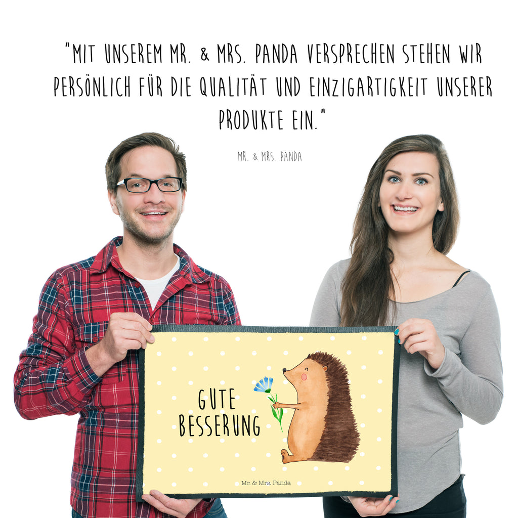 Fußmatte Igel mit Blume Igel, Gute Besserung, Genesungswünsche, Krankheit, Krankenhaus, krank, Besuch Türvorleger, Schmutzmatte, Fußabtreter, Matte, Schmutzfänger, Fußabstreifer, Schmutzfangmatte, Türmatte, Motivfußmatte,  Haustürmatte, Vorleger  süße Tiermotive, gute Laune, lustige Sprüche, Tiere