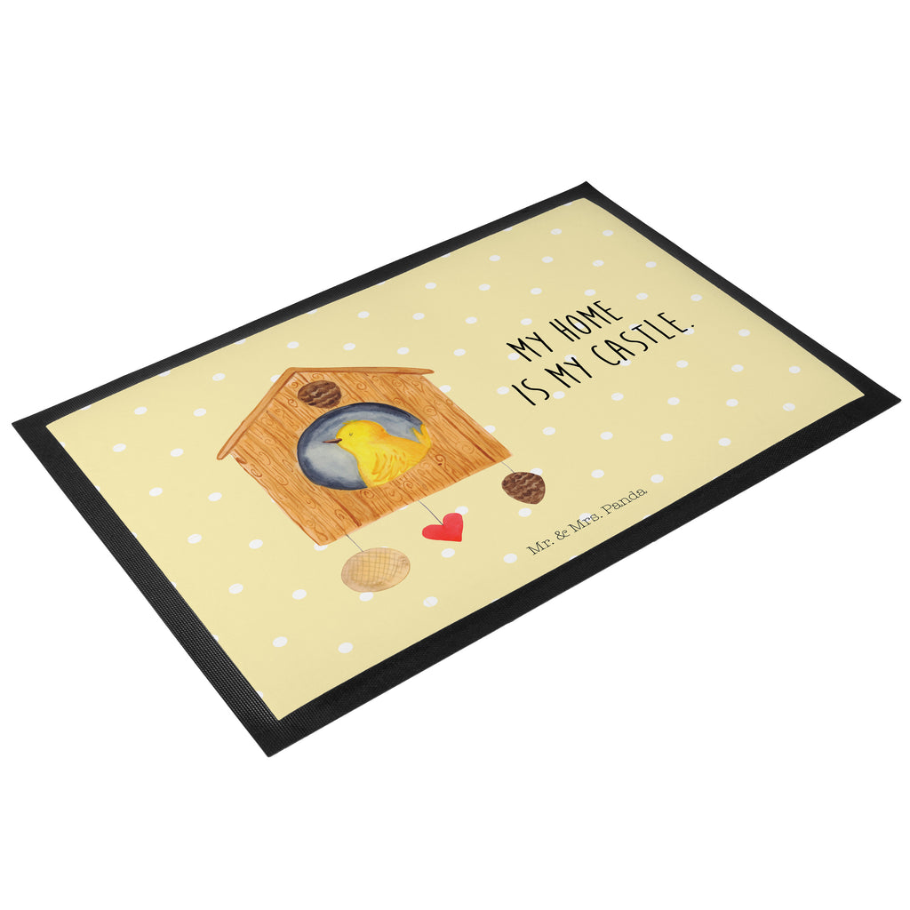 Fußmatte Vogelhaus Türvorleger, Schmutzmatte, Fußabtreter, Matte, Schmutzfänger, Fußabstreifer, Schmutzfangmatte, Türmatte, Motivfußmatte, Haustürmatte, Vorleger, Tiermotive, Gute Laune, lustige Sprüche, Tiere, Vogel, Vögel, Vogelhaus, Vogelhäuschen, Home sweet home, Zuhause, Nest, Eigenheim, Familie, Wohnung, Haus, unser Haus, Lieblingsort, Castle