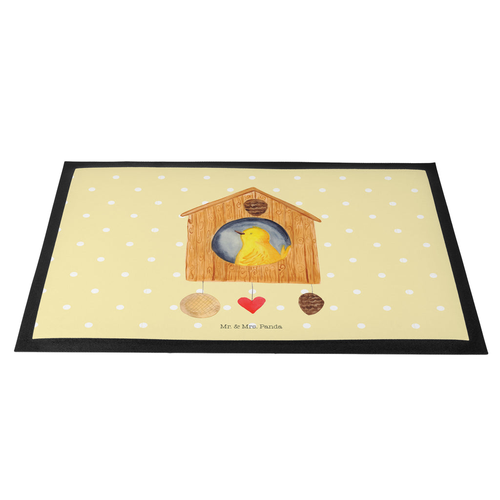Fußmatte Vogelhaus Türvorleger, Schmutzmatte, Fußabtreter, Matte, Schmutzfänger, Fußabstreifer, Schmutzfangmatte, Türmatte, Motivfußmatte, Haustürmatte, Vorleger, Tiermotive, Gute Laune, lustige Sprüche, Tiere, Vogel, Vögel, Vogelhaus, Vogelhäuschen, Home sweet home, Zuhause, Nest, Eigenheim, Familie, Wohnung, Haus, unser Haus, Lieblingsort, Castle