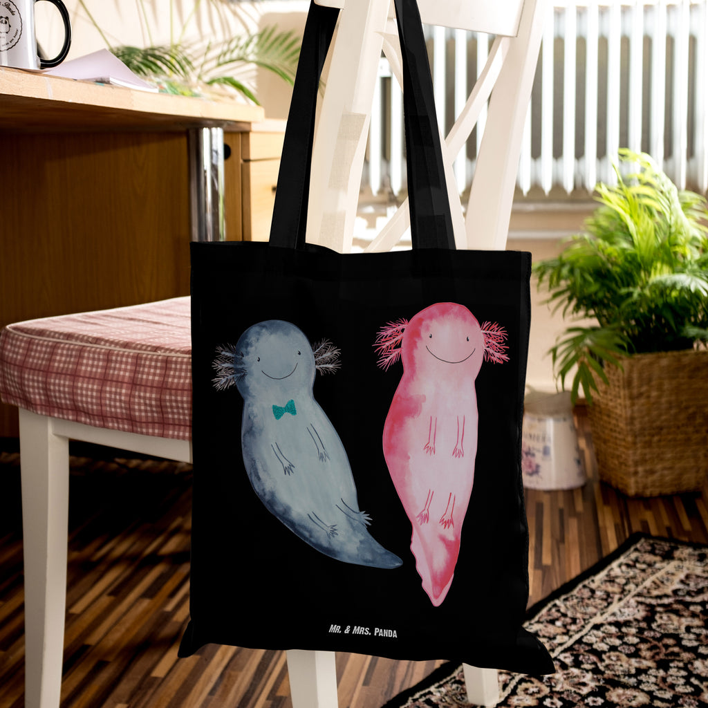 Tragetasche Axolotl Axel+Lotte Beuteltasche, Beutel, Einkaufstasche, Jutebeutel, Stoffbeutel, Axolotl, Molch, Axolot, Schwanzlurch, Lurch, Lurche, Liebe, große Liebe, Liebesbeweis, Freund, Verlobter, Ehemann, Jahrestag, Valentinstag
