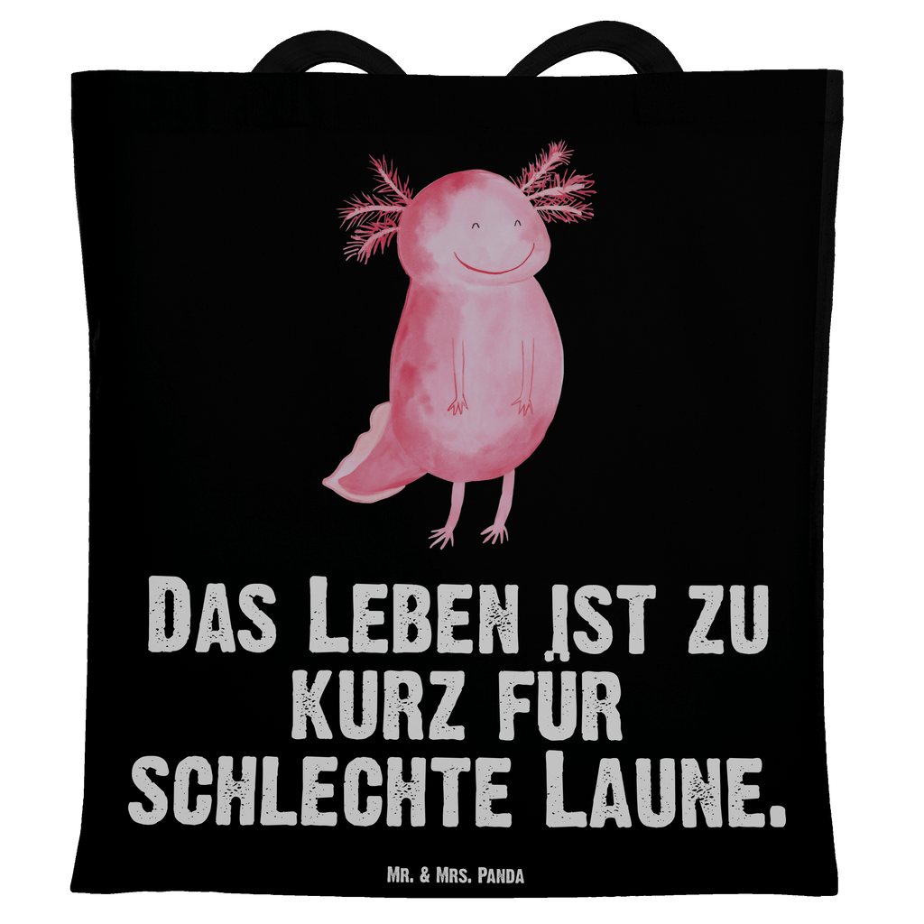 Tragetasche Axolotl glücklich Beuteltasche, Beutel, Einkaufstasche, Jutebeutel, Stoffbeutel, Axolotl, Molch, Axolot, Schwanzlurch, Lurch, Lurche, Motivation, gute Laune