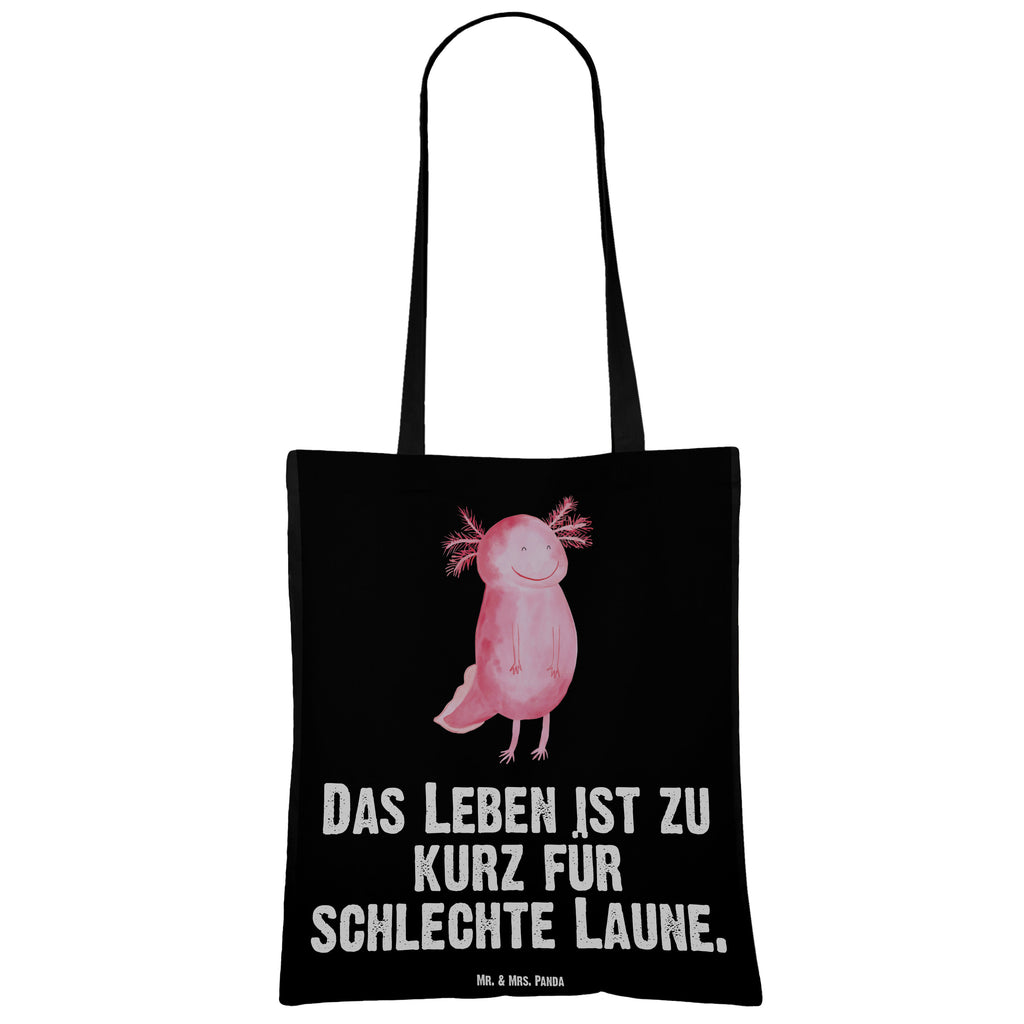Tragetasche Axolotl glücklich Beuteltasche, Beutel, Einkaufstasche, Jutebeutel, Stoffbeutel, Axolotl, Molch, Axolot, Schwanzlurch, Lurch, Lurche, Motivation, gute Laune
