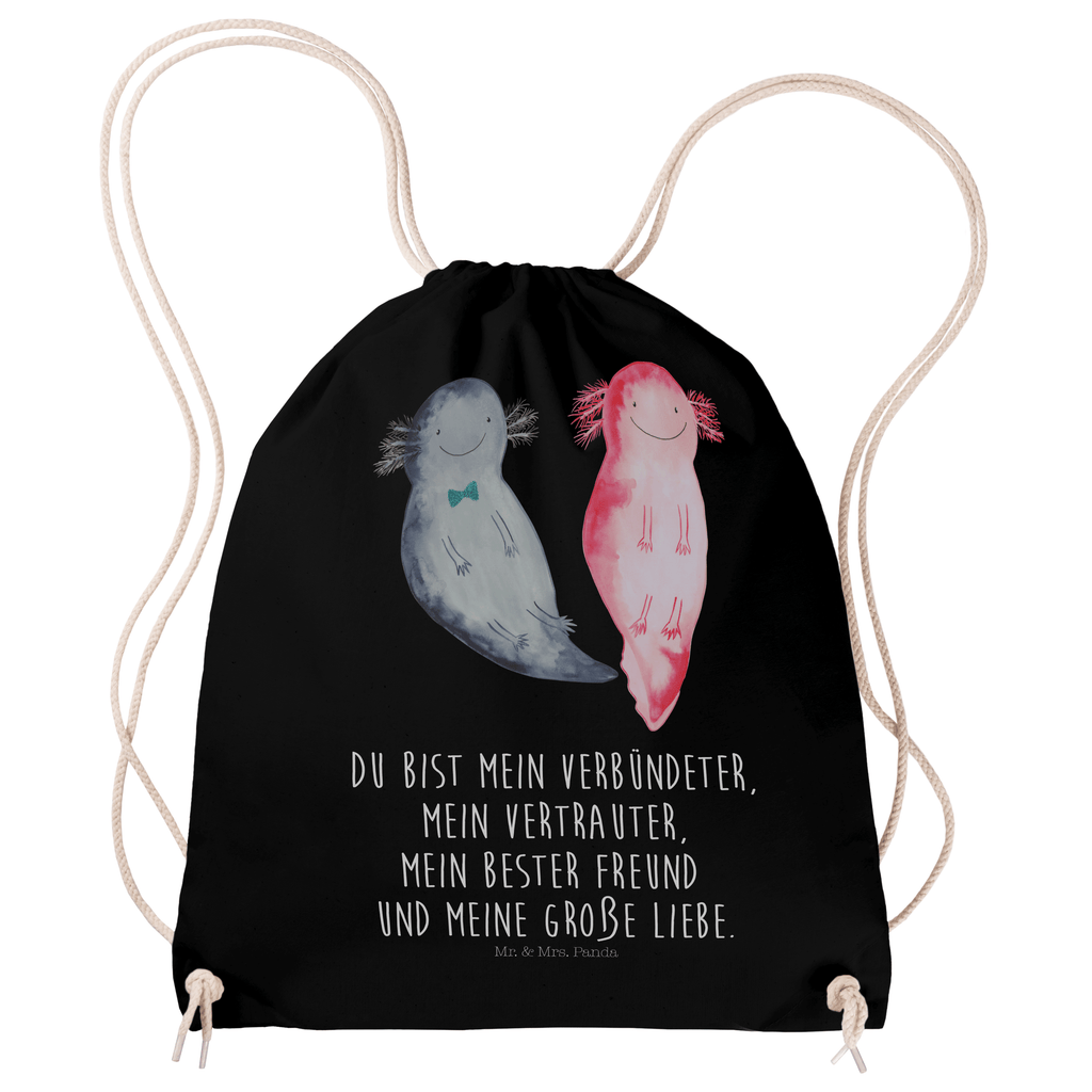 Sportbeutel Axolotl Axel+Lotte Turnbeutel, Beutel, Sporttasche, Tasche, Stoffbeutel, Axolotl, Molch, Axolot, Schwanzlurch, Lurch, Lurche, Liebe, große Liebe, Liebesbeweis, Freund, Verlobter, Ehemann, Jahrestag, Valentinstag