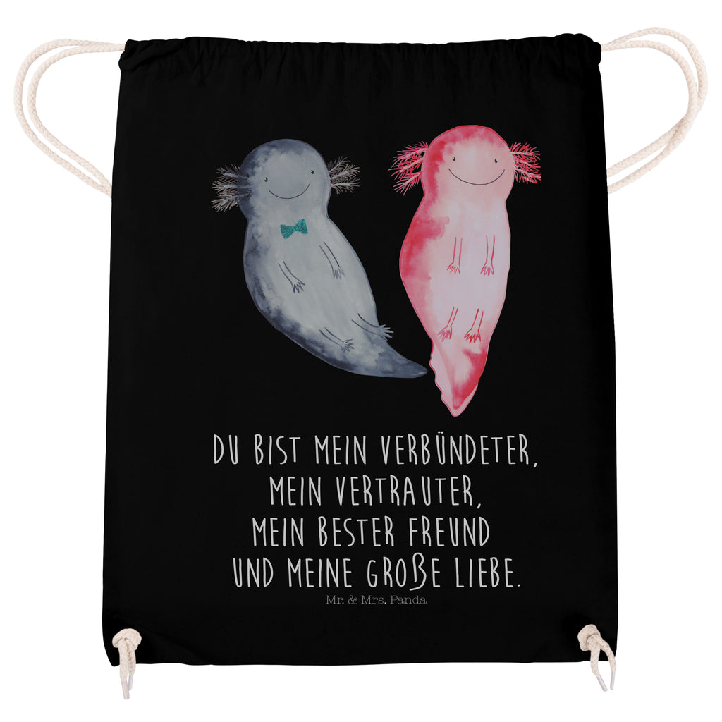 Sportbeutel Axolotl Axel+Lotte Turnbeutel, Beutel, Sporttasche, Tasche, Stoffbeutel, Axolotl, Molch, Axolot, Schwanzlurch, Lurch, Lurche, Liebe, große Liebe, Liebesbeweis, Freund, Verlobter, Ehemann, Jahrestag, Valentinstag