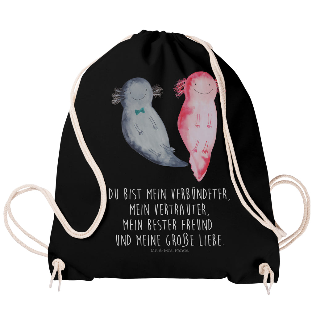 Sportbeutel Axolotl Axel+Lotte Turnbeutel, Beutel, Sporttasche, Tasche, Stoffbeutel, Axolotl, Molch, Axolot, Schwanzlurch, Lurch, Lurche, Liebe, große Liebe, Liebesbeweis, Freund, Verlobter, Ehemann, Jahrestag, Valentinstag