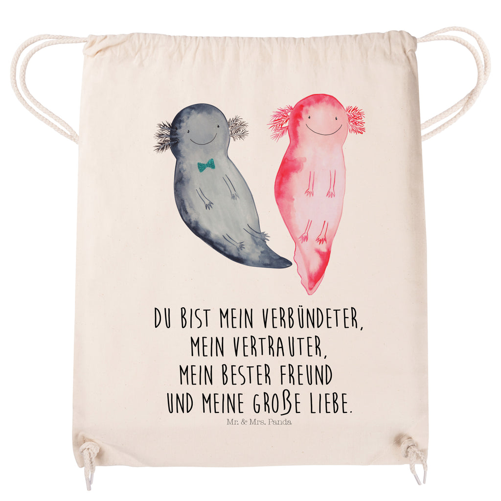 Sportbeutel Axolotl Axel+Lotte Turnbeutel, Beutel, Sporttasche, Tasche, Stoffbeutel, Axolotl, Molch, Axolot, Schwanzlurch, Lurch, Lurche, Liebe, große Liebe, Liebesbeweis, Freund, Verlobter, Ehemann, Jahrestag, Valentinstag