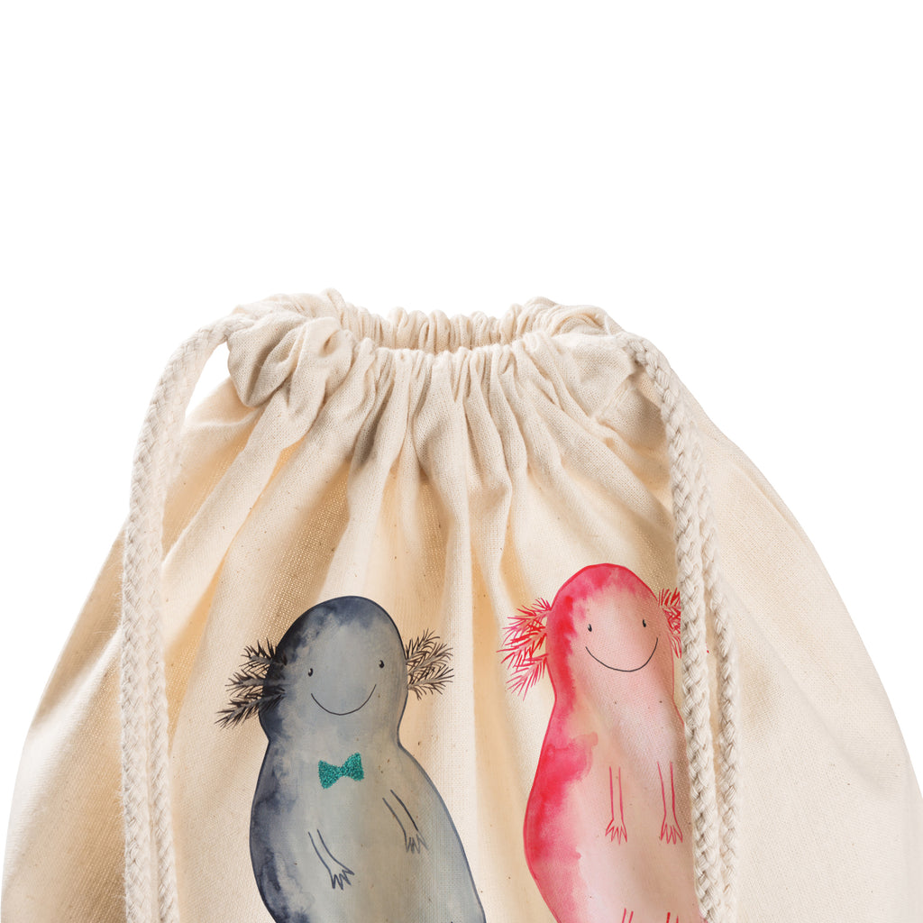 Sportbeutel Axolotl Axel+Lotte Turnbeutel, Beutel, Sporttasche, Tasche, Stoffbeutel, Axolotl, Molch, Axolot, Schwanzlurch, Lurch, Lurche, Liebe, große Liebe, Liebesbeweis, Freund, Verlobter, Ehemann, Jahrestag, Valentinstag