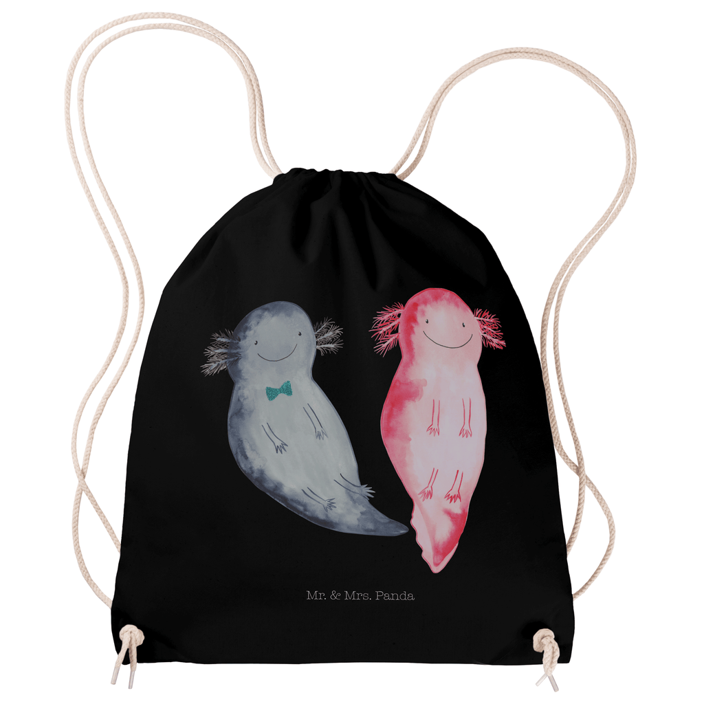 Sportbeutel Axolotl Axel+Lotte Turnbeutel, Beutel, Sporttasche, Tasche, Stoffbeutel, Axolotl, Molch, Axolot, Schwanzlurch, Lurch, Lurche, Liebe, große Liebe, Liebesbeweis, Freund, Verlobter, Ehemann, Jahrestag, Valentinstag