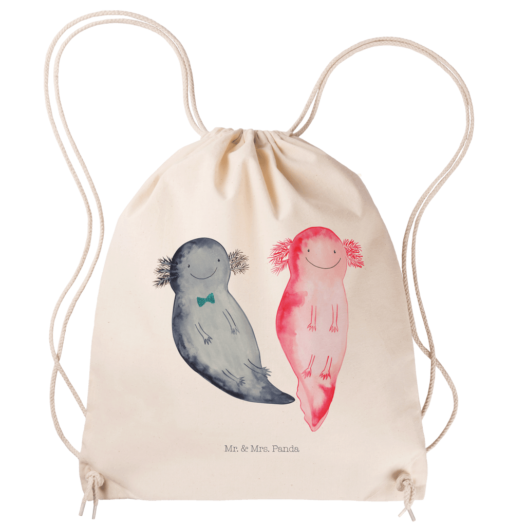 Sportbeutel Axolotl Axel+Lotte Turnbeutel, Beutel, Sporttasche, Tasche, Stoffbeutel, Axolotl, Molch, Axolot, Schwanzlurch, Lurch, Lurche, Liebe, große Liebe, Liebesbeweis, Freund, Verlobter, Ehemann, Jahrestag, Valentinstag