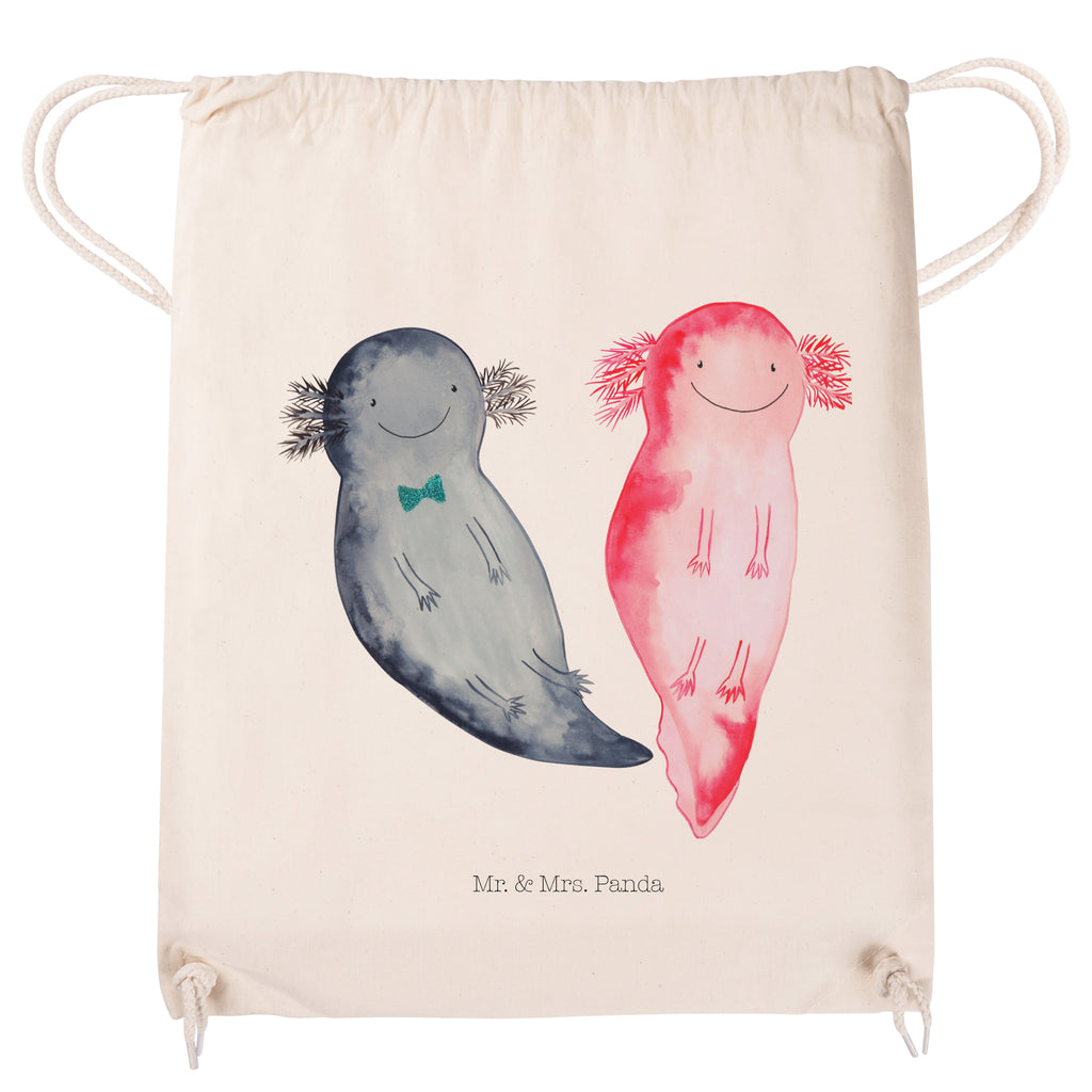 Sportbeutel Axolotl Axel+Lotte Turnbeutel, Beutel, Sporttasche, Tasche, Stoffbeutel, Axolotl, Molch, Axolot, Schwanzlurch, Lurch, Lurche, Liebe, große Liebe, Liebesbeweis, Freund, Verlobter, Ehemann, Jahrestag, Valentinstag