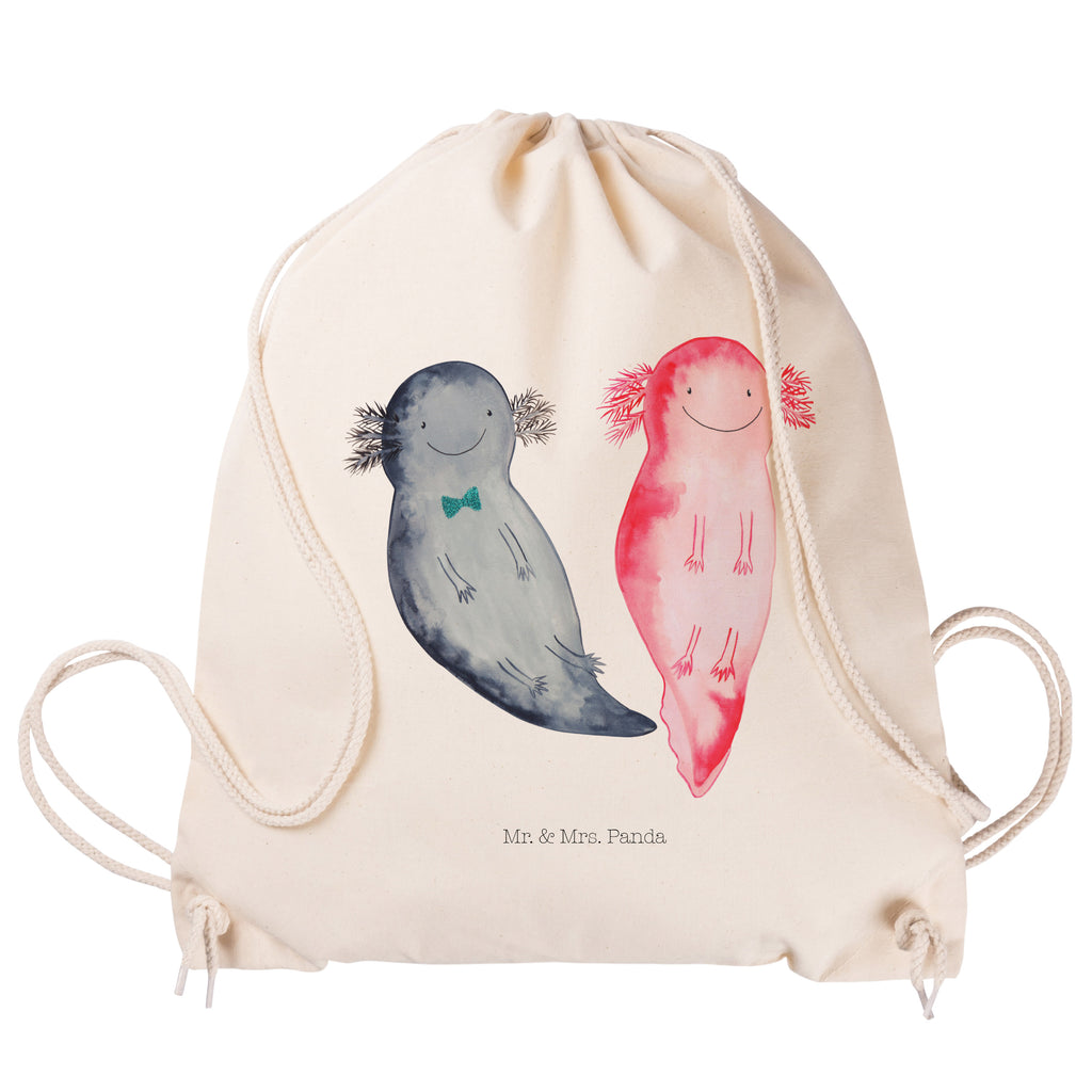 Sportbeutel Axolotl Axel+Lotte Turnbeutel, Beutel, Sporttasche, Tasche, Stoffbeutel, Axolotl, Molch, Axolot, Schwanzlurch, Lurch, Lurche, Liebe, große Liebe, Liebesbeweis, Freund, Verlobter, Ehemann, Jahrestag, Valentinstag
