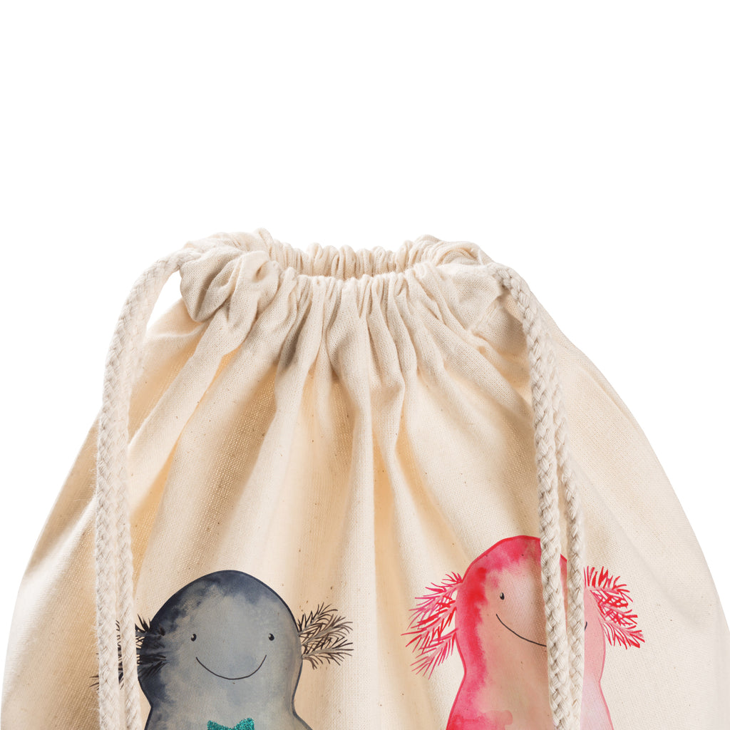 Sportbeutel Axolotl Axel+Lotte Turnbeutel, Beutel, Sporttasche, Tasche, Stoffbeutel, Axolotl, Molch, Axolot, Schwanzlurch, Lurch, Lurche, Liebe, große Liebe, Liebesbeweis, Freund, Verlobter, Ehemann, Jahrestag, Valentinstag