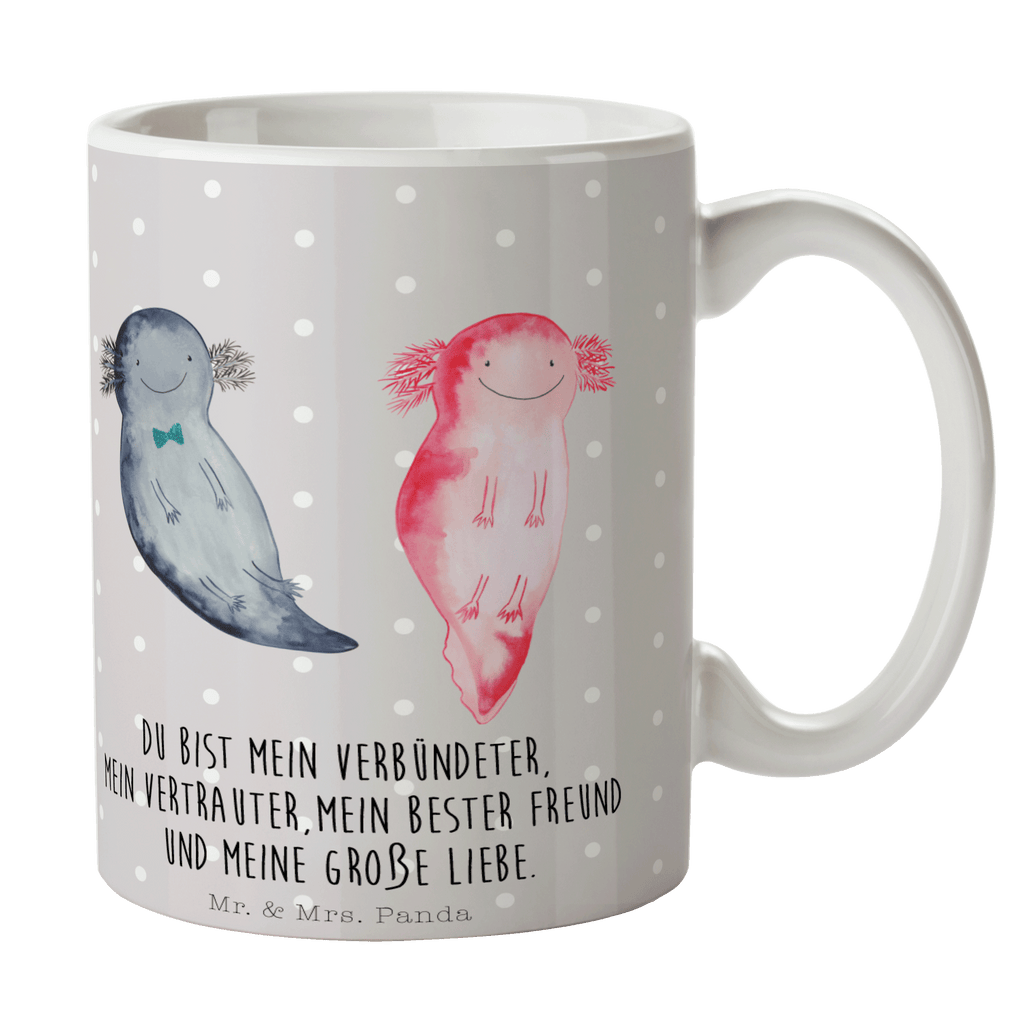 Tasse Axolotl Axel+Lotte Axolotl, Axolot, Schwanzlurch, Lurch, Lurche, Liebe, große Liebe, Liebesbeweis, Freund, Verlobter, Ehemann, Jahrestag, Valentinstag Becher, Kaffeetasse, Kaffeebecher, Tee, Frühstück, Büro  Axolotl, Molch