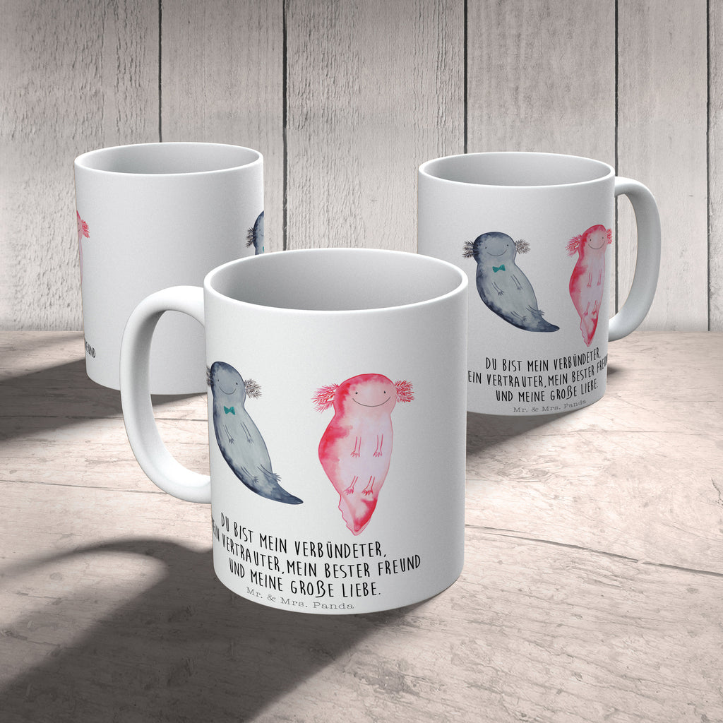 Tasse Axolotl Axel+Lotte Axolotl, Axolot, Schwanzlurch, Lurch, Lurche, Liebe, große Liebe, Liebesbeweis, Freund, Verlobter, Ehemann, Jahrestag, Valentinstag Becher, Kaffeetasse, Kaffeebecher, Tee, Frühstück, Büro  Axolotl, Molch
