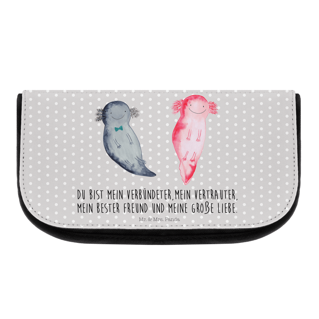 Kosmetiktasche Axolotl Axel+Lotte Kosmetikbeutel, Kulturtasche, Kulturbeutel, Schminktasche, Make-Up Tasche, Axolotl, Molch, Axolot, Schwanzlurch, Lurch, Lurche, Liebe, große Liebe, Liebesbeweis, Freund, Verlobter, Ehemann, Jahrestag, Valentinstag