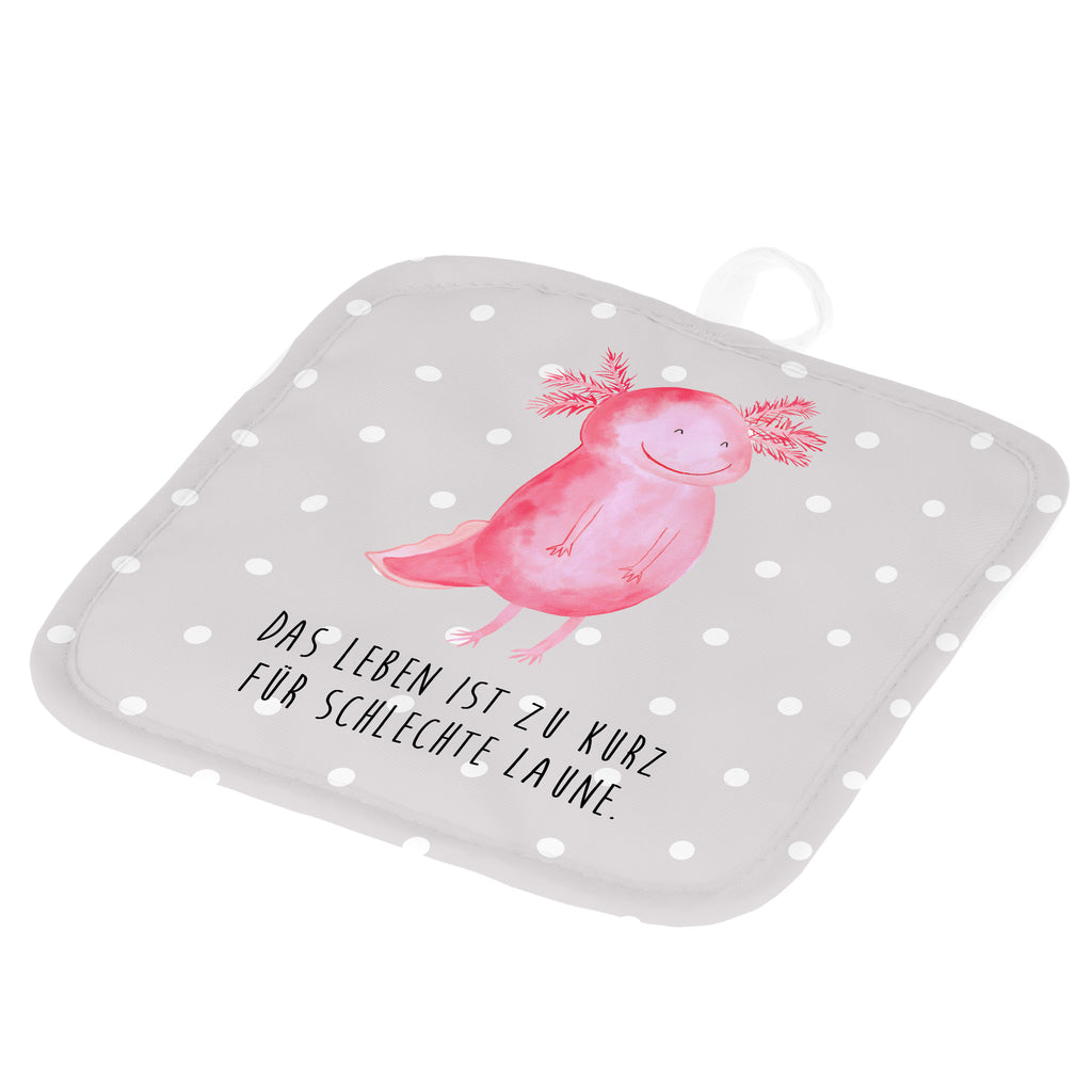 2er Set Topflappen  Axolotl glücklich Topflappen, Topfuntersetzer, Ofenhandschuh, Topflappen Set, Topflappen lustig, Topflappen mit Spruch, Axolotl, Molch, Axolot, Schwanzlurch, Lurch, Lurche, Motivation, gute Laune