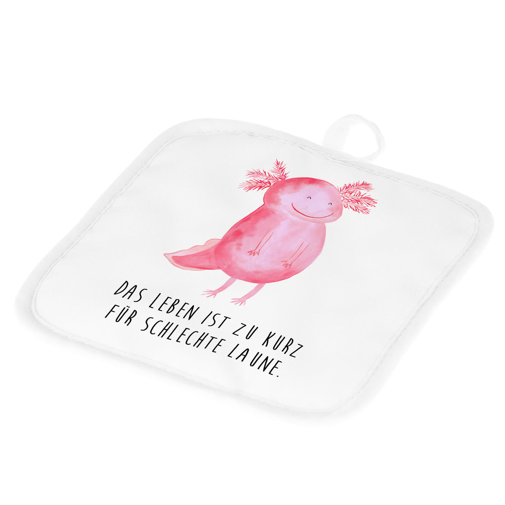 2er Set Topflappen  Axolotl glücklich Topflappen, Topfuntersetzer, Ofenhandschuh, Topflappen Set, Topflappen lustig, Topflappen mit Spruch, Axolotl, Molch, Axolot, Schwanzlurch, Lurch, Lurche, Motivation, gute Laune