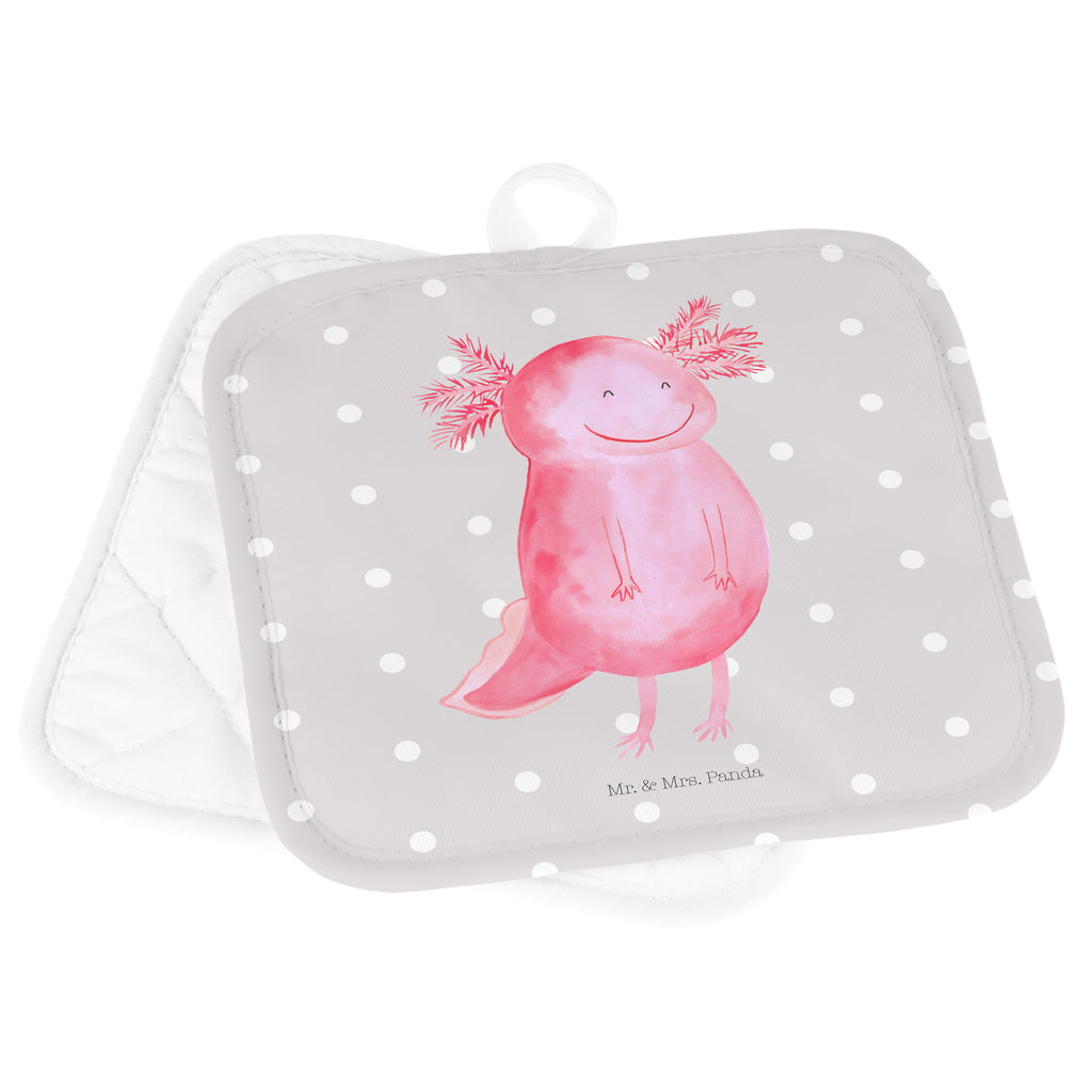 2er Set Topflappen  Axolotl glücklich Topflappen, Topfuntersetzer, Ofenhandschuh, Topflappen Set, Topflappen lustig, Topflappen mit Spruch, Axolotl, Molch, Axolot, Schwanzlurch, Lurch, Lurche, Motivation, gute Laune
