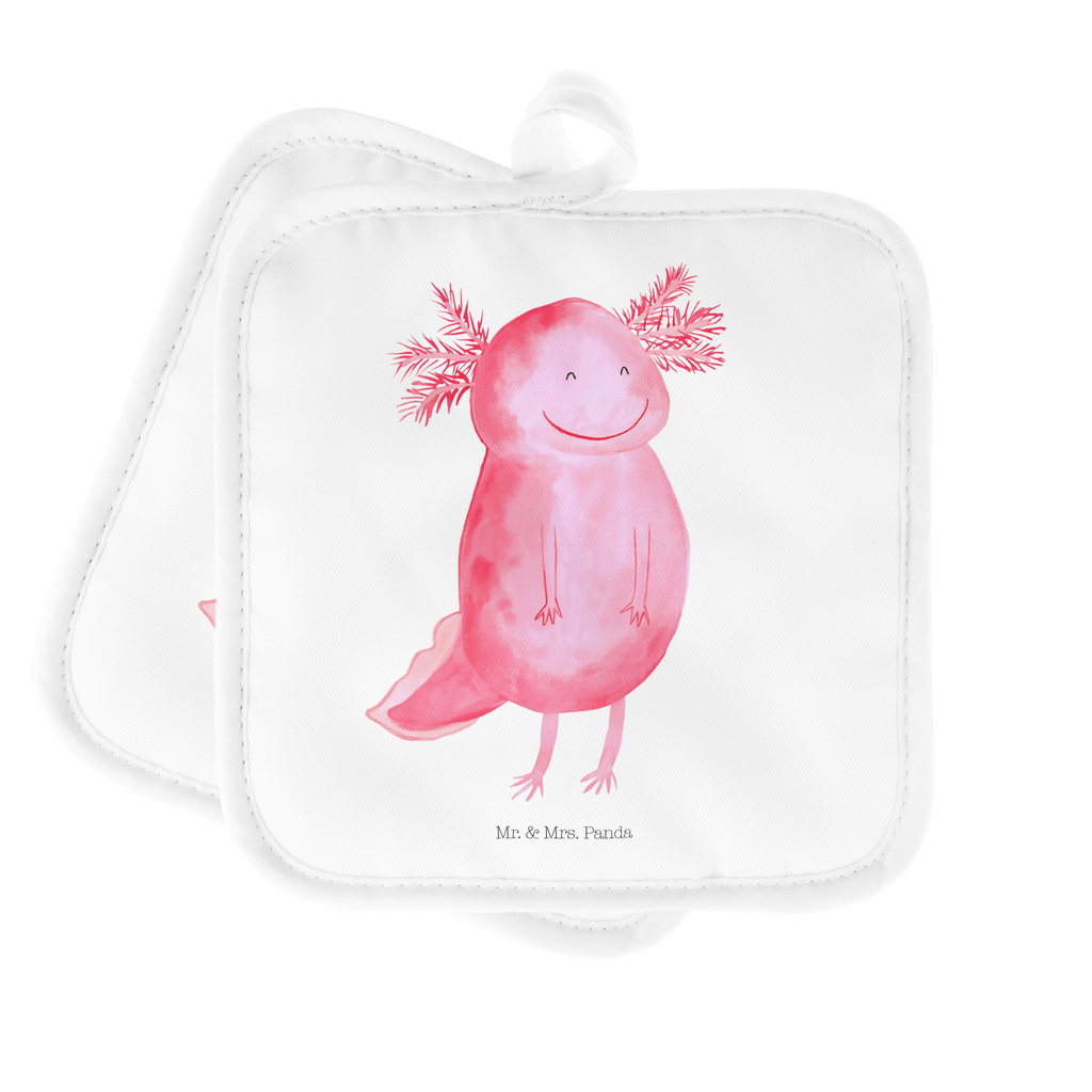 2er Set Topflappen  Axolotl glücklich Topflappen, Topfuntersetzer, Ofenhandschuh, Topflappen Set, Topflappen lustig, Topflappen mit Spruch, Axolotl, Molch, Axolot, Schwanzlurch, Lurch, Lurche, Motivation, gute Laune