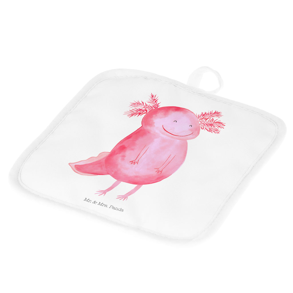 2er Set Topflappen  Axolotl glücklich Topflappen, Topfuntersetzer, Ofenhandschuh, Topflappen Set, Topflappen lustig, Topflappen mit Spruch, Axolotl, Molch, Axolot, Schwanzlurch, Lurch, Lurche, Motivation, gute Laune