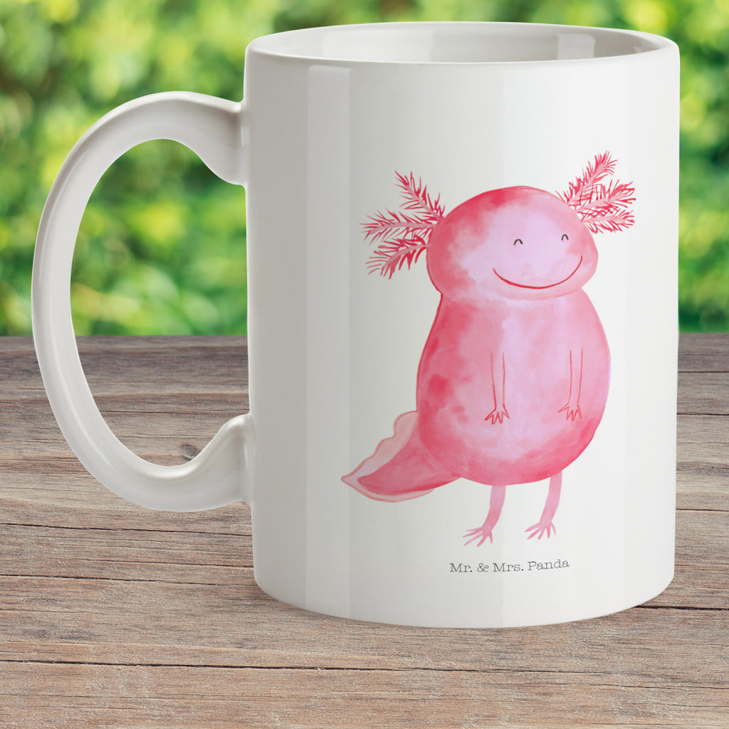 Kindertasse Axolotl glücklich Kunststoff Tasse, Kindergarten, Tasse, Trinkbecher, Camping Becher, Kaffeetasse, Kunststoffbecher, Kindergartenbecher, Outdoorgeschirr, Kunststoffgeschirr, Reisebecher, Reisetasse, Kinderbecher, Axolotl, Molch, Axolot, Schwanzlurch, Lurch, Lurche, Motivation, gute Laune