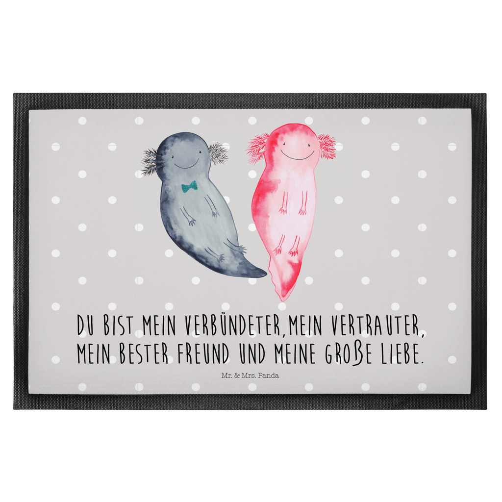 Fußmatte Axolotl Axel+Lotte Axolotl, Axolot, Schwanzlurch, Lurch, Lurche, Liebe, große Liebe, Liebesbeweis, Freund, Verlobter, Ehemann, Jahrestag, Valentinstag Türvorleger, Schmutzmatte, Fußabtreter, Matte, Schmutzfänger, Fußabstreifer, Schmutzfangmatte, Türmatte, Motivfußmatte,  Haustürmatte, Vorleger  Axolotl, Molch