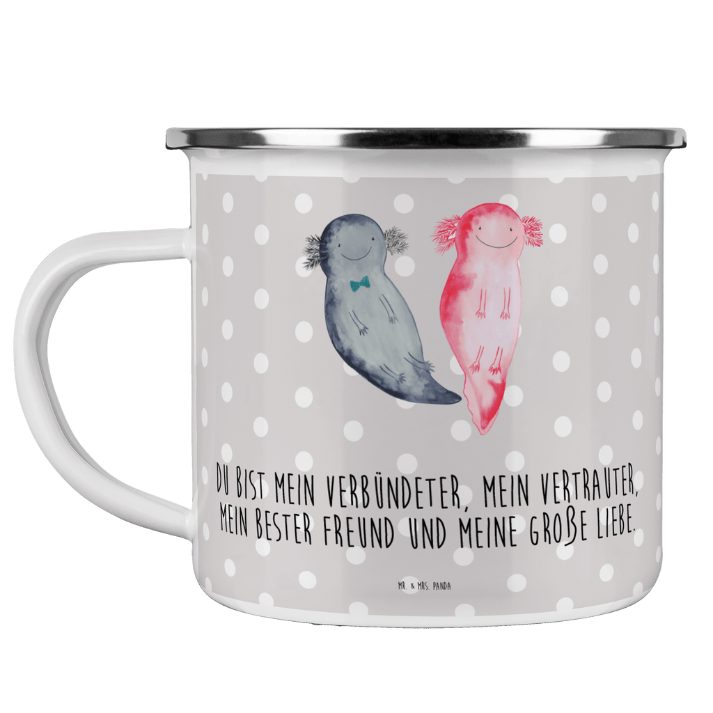 Camping Emaille Tasse Axolotl Axel+Lotte Campingtasse, Trinkbecher, Metalltasse, Outdoor Tasse, Emaille Trinkbecher, Blechtasse Outdoor, Emaille Campingbecher, Edelstahl Trinkbecher, Metalltasse für Camping, Kaffee Blechtasse, Camping Tasse Metall, Axolotl, Molch, Axolot, Schwanzlurch, Lurch, Lurche, Liebe, große Liebe, Liebesbeweis, Freund, Verlobter, Ehemann, Jahrestag, Valentinstag